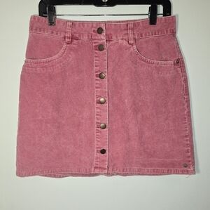 ROXY Corduroy Pink Button Down Mini Skirt